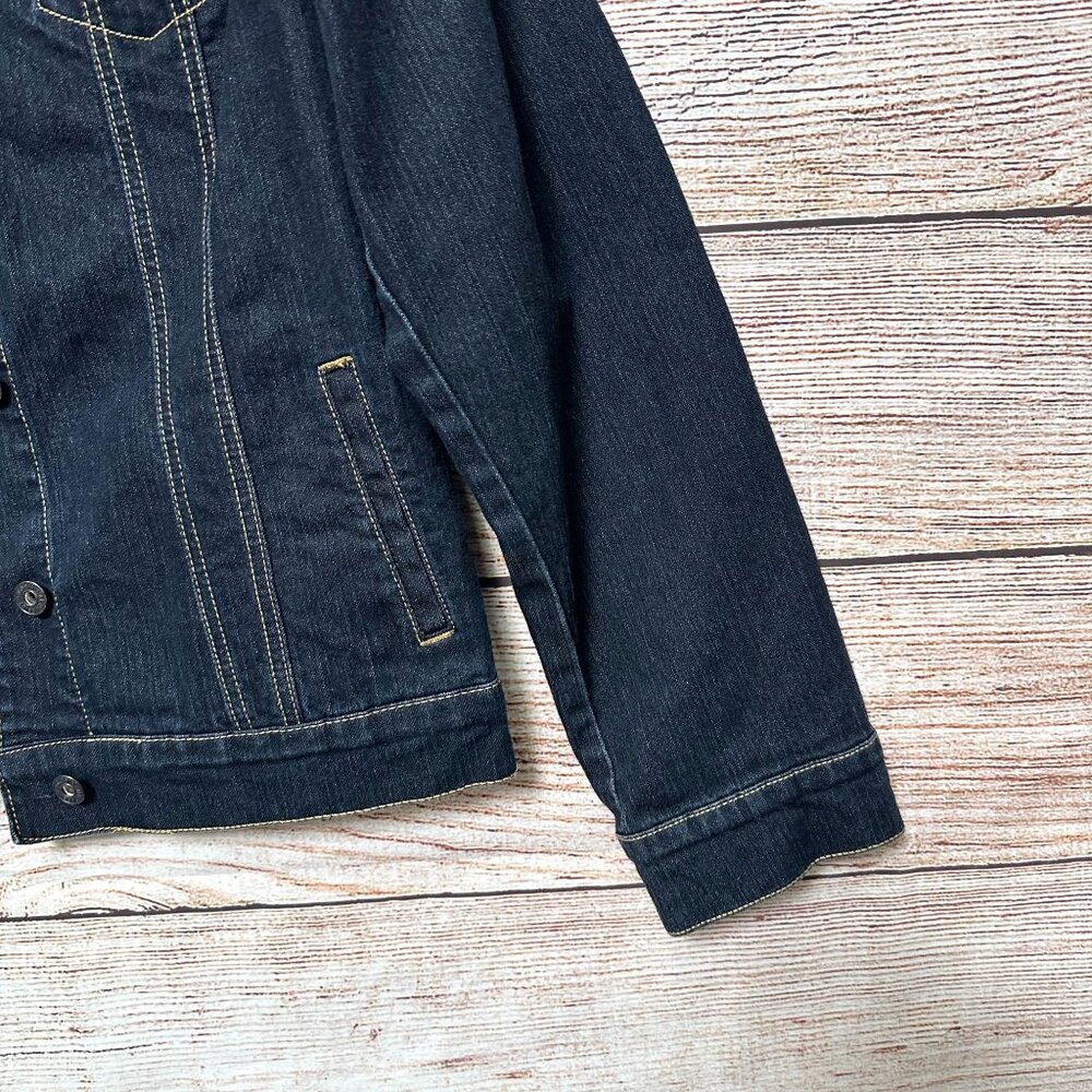 Gloria Vanderbilt Denim Jacket Womens Large Dark Blue Button Front Classic - Picture 4 of 12